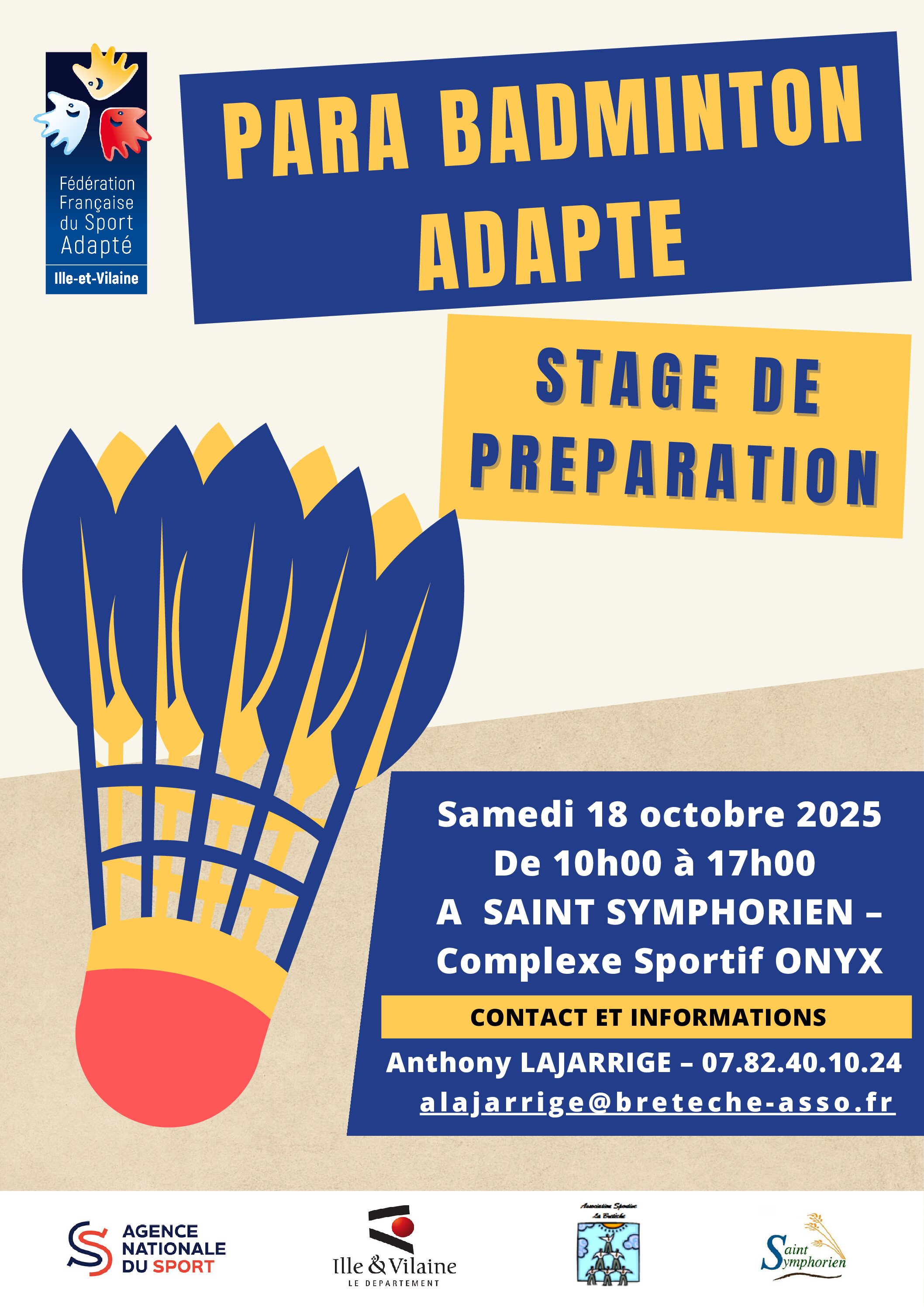 Stage de préparation Championnat de France Para Badminton adaptée